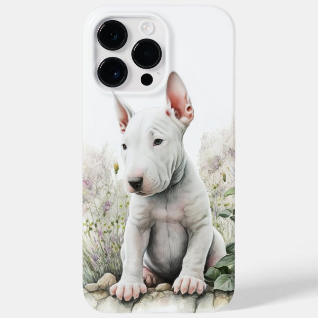 ADORABLE WATERCOLOR WHITE BULL TERRIER PUPPY DOG Case-Mate iPhone CASE (Back)