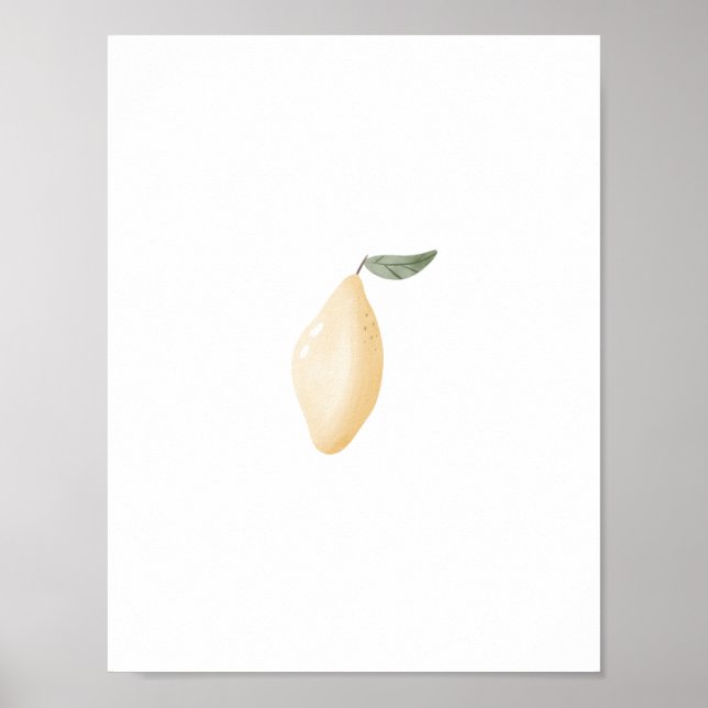 Adorable Watercolor Yellow Lemon Fruit Nursery Pos Poster (Front)