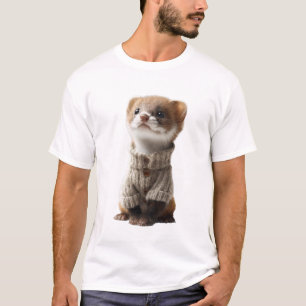 Adorable Weasel wearing Knitted Sweater
