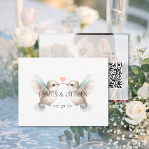 Adorable Wedding Add Photo QR Code Enclosure Card