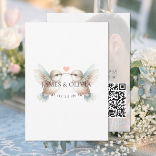 Adorable Wedding Add Photo QR Code RSVP Cards