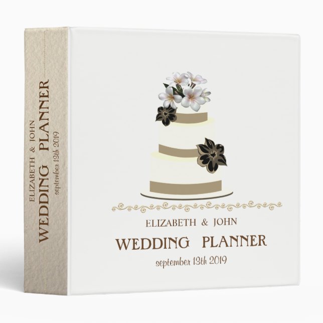 Adorable Wedding Cake Personalized Bridal Planner Binder (Front/Spine)