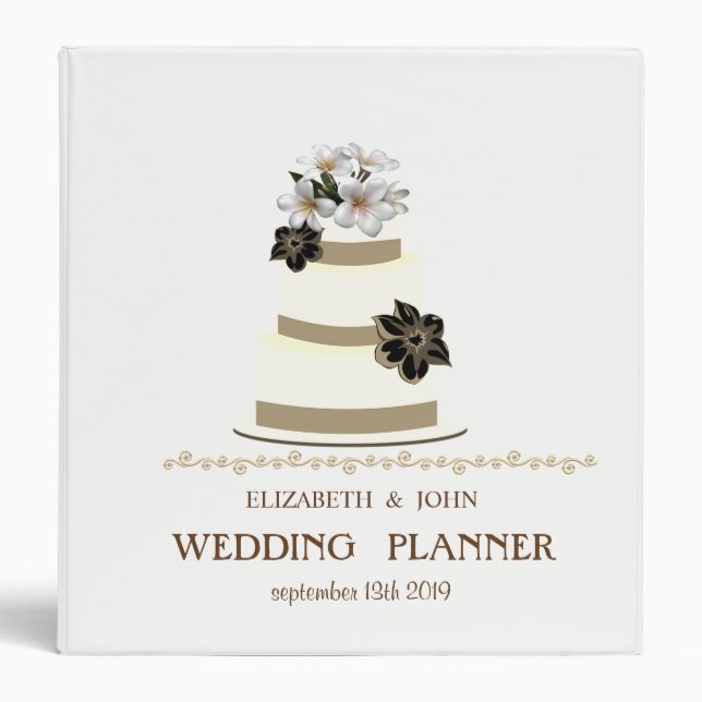 Adorable Wedding Cake Personalized Bridal Planner Binder (Front)