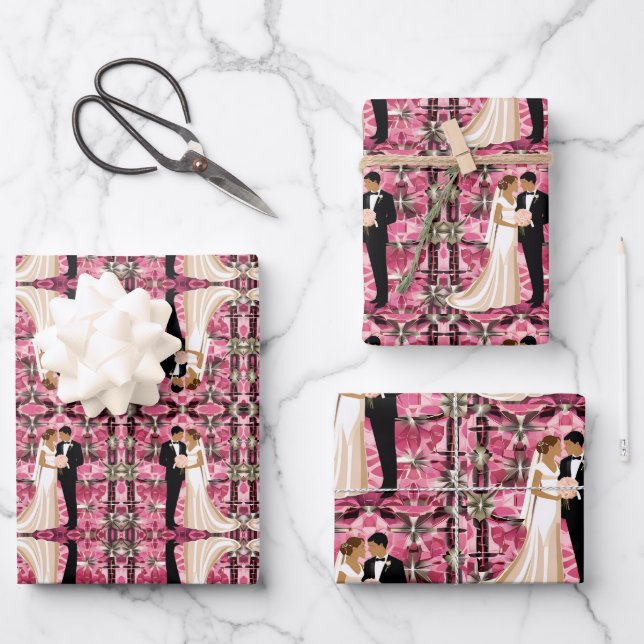 Adorable wedding couple wrapping paper sheet (Front)