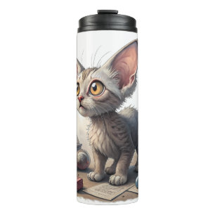 Adorable Weird Cat with Big Eyes Thermal Tumbler