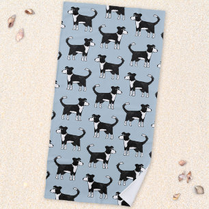 Adorable Welsh Border Collie Sheep Dog Pattern Beach Towel