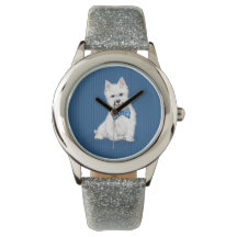 Adorable West Highland White Terrier Glitter Watch