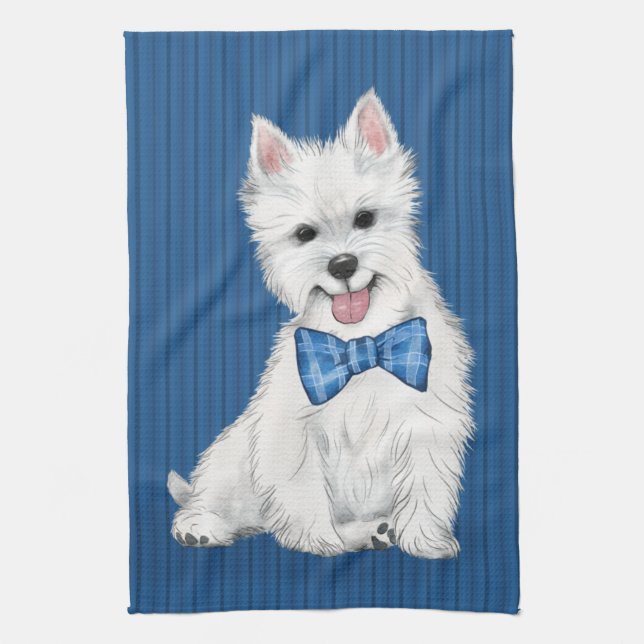 Adorable West Highland White Terrier Kitchen Towel (Vertical)