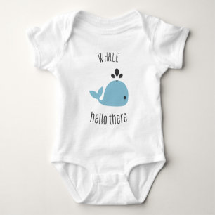 Adorable Whale (Well) Hello There! Baby Bodysuit