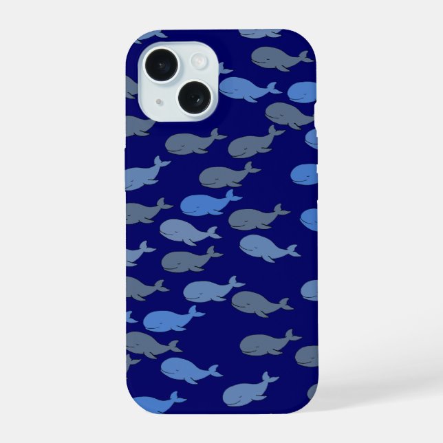 adorable Whales pattern iPhone 15 Case (Back)