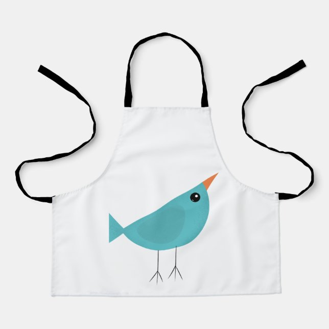 Adorable Whimsical Bird Nature Art Apron (Front)