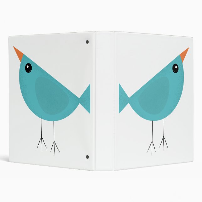 Adorable Whimsical Bird Nature Art Binder (Background)