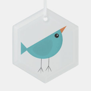 Adorable Whimsical Bird Nature Art Glass Ornament