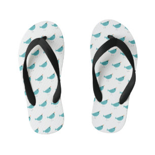 Adorable Whimsical Bird Nature Art Kid's Flip Flops