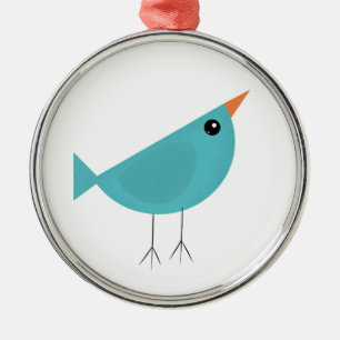 Adorable Whimsical Bird Nature Art Metal Ornament