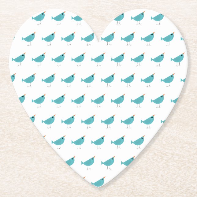 Adorable Whimsical Bird Nature Art Paper Coaster (Front)