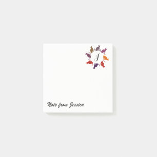 Adorable whimsical colourful cats monogram post-it notes