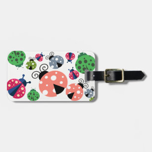 Adorable Whimsical Cute Colourful Ladybugs Luggage Tag