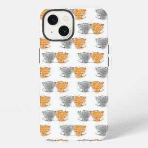 Adorable Whimsical Kittens Orange and Grey iPhone 13 Case