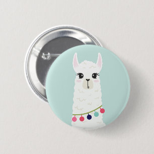 Adorable White Alpaca 2 Inch Round Button