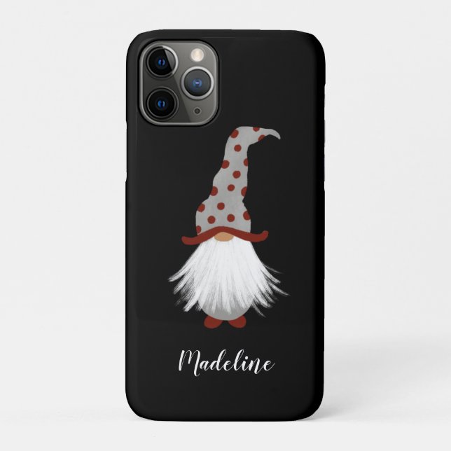 Adorable white bearded gnome with name Case-Mate iPhone case (Back)