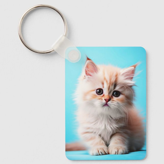 Adorable White Kitten Potrait-54971 Keychain (Front)