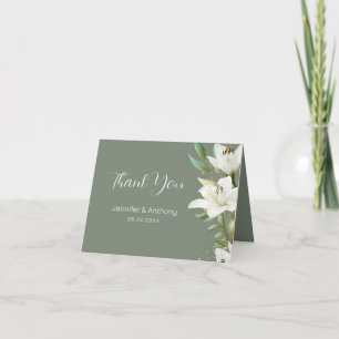Adorable White Lilies Thank You Card