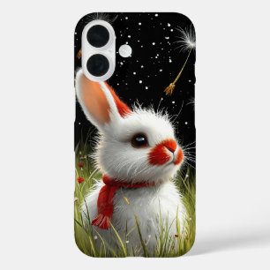 Adorable White Rabbit Sitting in Grass iPhone 16 Case