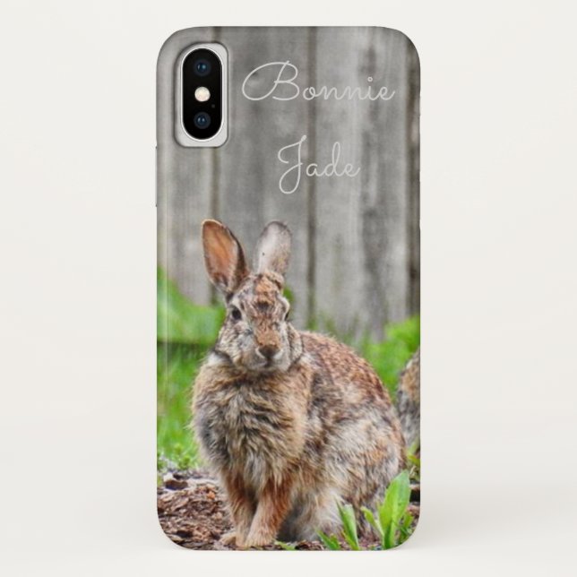 Adorable Wild Bunny Rabbit *Personalize* Case-Mate iPhone Case (Back)