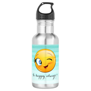 Adorable Winking Emoji Face-Be happy always 532 Ml Water Bottle