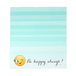 Adorable Winking Emoji Face-Be happy always Notepad