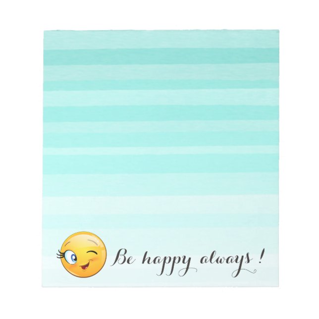 Adorable Winking Emoji Face-Be happy always Notepad (Front)