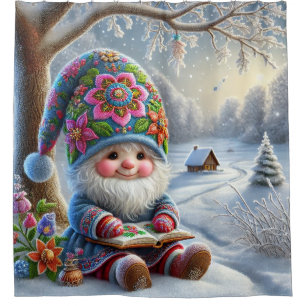 Adorable Winter Gnome in a Cozy Winter Landscape