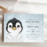 Adorable Winter Penguin Baby Shower invitation<br><div class="desc">Baby Shower invitation featuring an adorable watercolor penguin. Personalize with your information or click "click to customize further" to adjust font type,  size,  colour.</div>