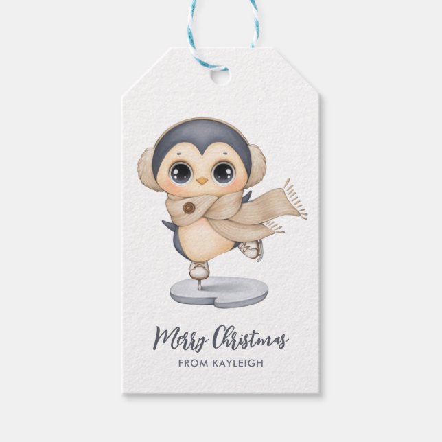 Adorable Winter Penguin Gift Tags (Front)