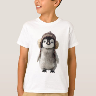 Adorable Winter Trapper Hat Baby Penguin Kids T-Shirt