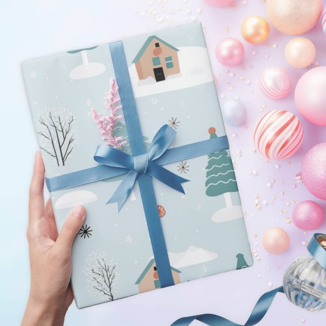 Adorable Winter Woodland Bear Christmas  Wrapping Paper (Creator Uploaded)