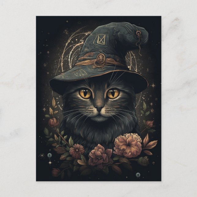 Adorable Witch Cat Postcard (Front)