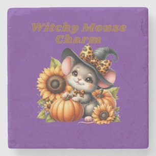 Adorable Witch Mouse Halloween Charm for Festive D Stone Coaster