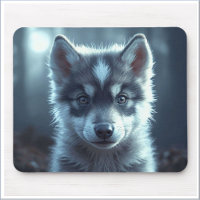 Adorable Wolf Baby in the Moonlight