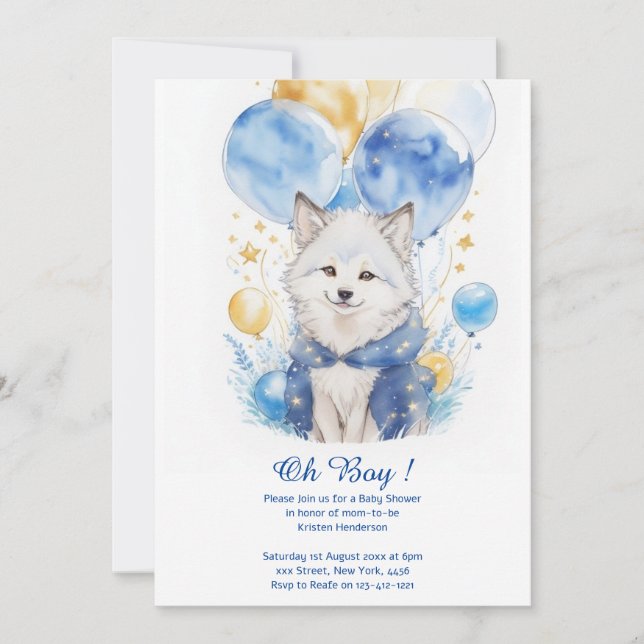 Adorable Wolf Pup Baby Shower Invitation (Front)