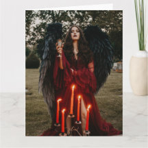 Adorable woman goddess in black and white card