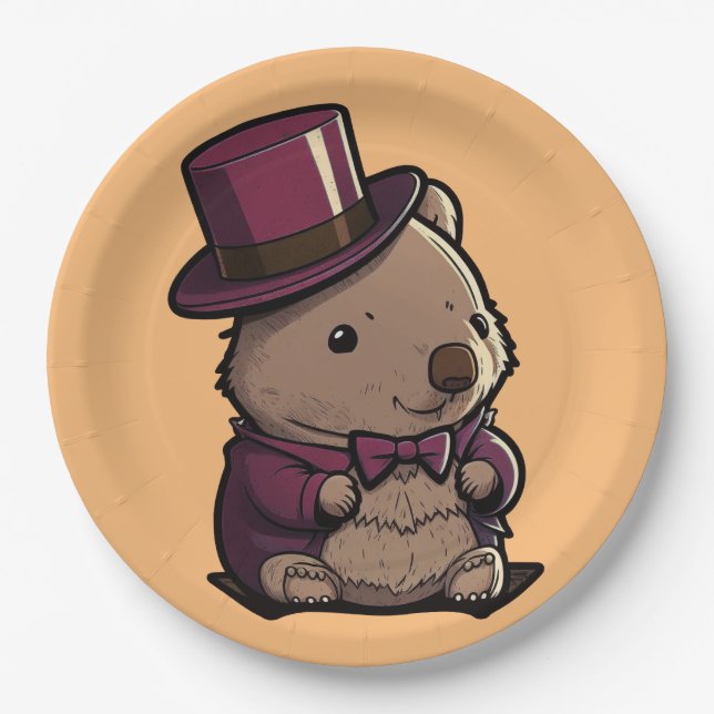 Adorable Wombat Paper Plate (Front)