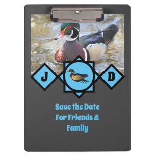 Adorable Wood Duck Monogram Photo Clipboard