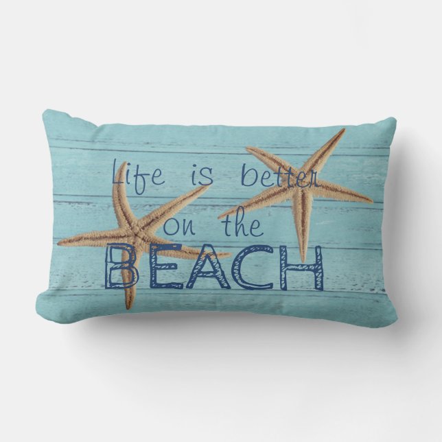 Adorable Wood Texture,Starfish Lumbar Pillow (Front)