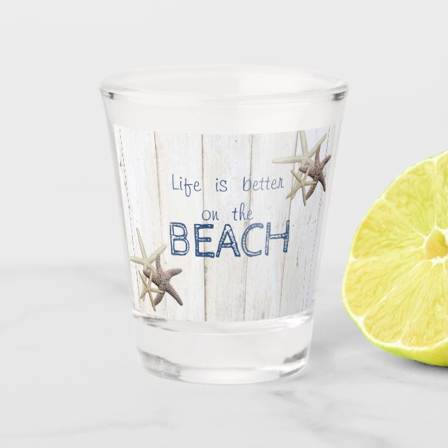 Adorable Wood Texture,Starfish  Shot Glass (Front)