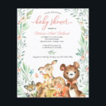 Adorable Woodland Baby Shower Budget Invitation<br><div class="desc">Lovely forest animals,  greenery woodland-themed affordable baby shower 4.5”x5.6” invitations. PLEASE NOTE: The envelopes are NOT INCLUDE; matching A7 envelopes are available to be purchase separately.</div>