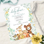 Adorable Woodland Baby Shower Budget Invitation<br><div class="desc">Lovely forest animals,  greenery woodland-themed affordable baby shower 4.5”x5.6” invitations. PLEASE NOTE: The envelopes are NOT INCLUDE; matching A7 envelopes are available to be purchase separately.</div>
