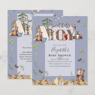 Adorable Woodland Bear Camping Boys Baby Shower In