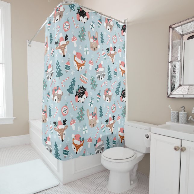 Adorable Woodland Christmas Animal Faces Pattern (In Situ)